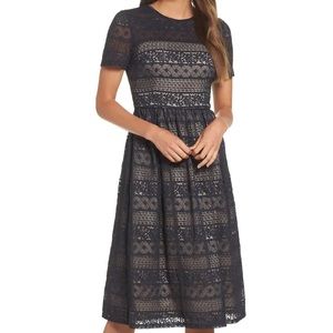 Maggy London Navy Lace Midi Dress
